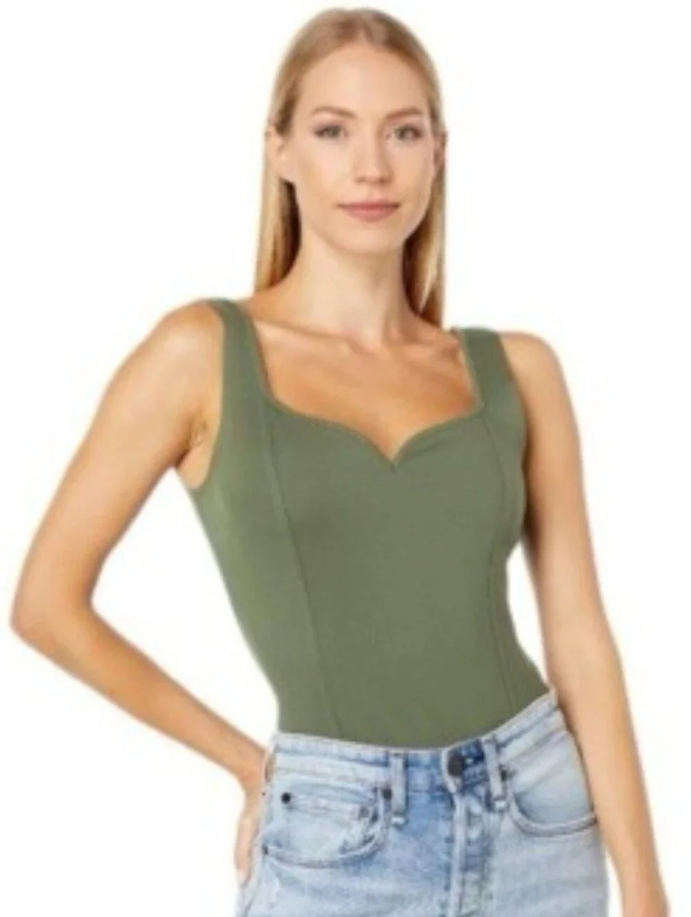 Abercrombie & Fitch Soft A&F Ponte Sweetheart Corset Tank Top XS Sage Green